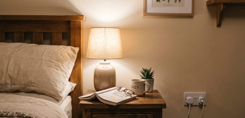 Maintain an appropriate distance between the power outlet and the bedside.