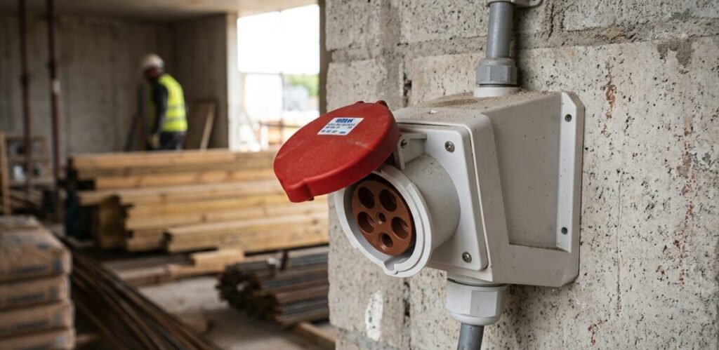 Industrial Wall Mounted Socket At the construction site