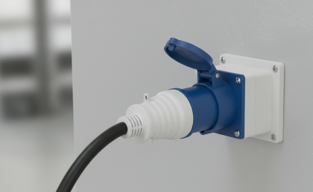 Real photos of plugs and sockets connected