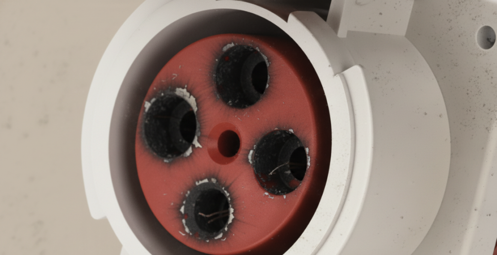 Burnt black due to paint entering the hole