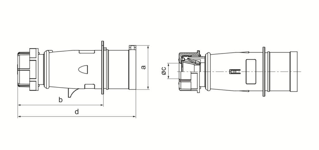 400v ip44 industrial plug Dimension (mm)