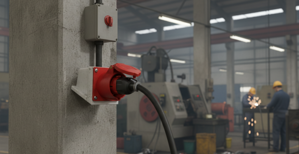 Industrial sockets in use
