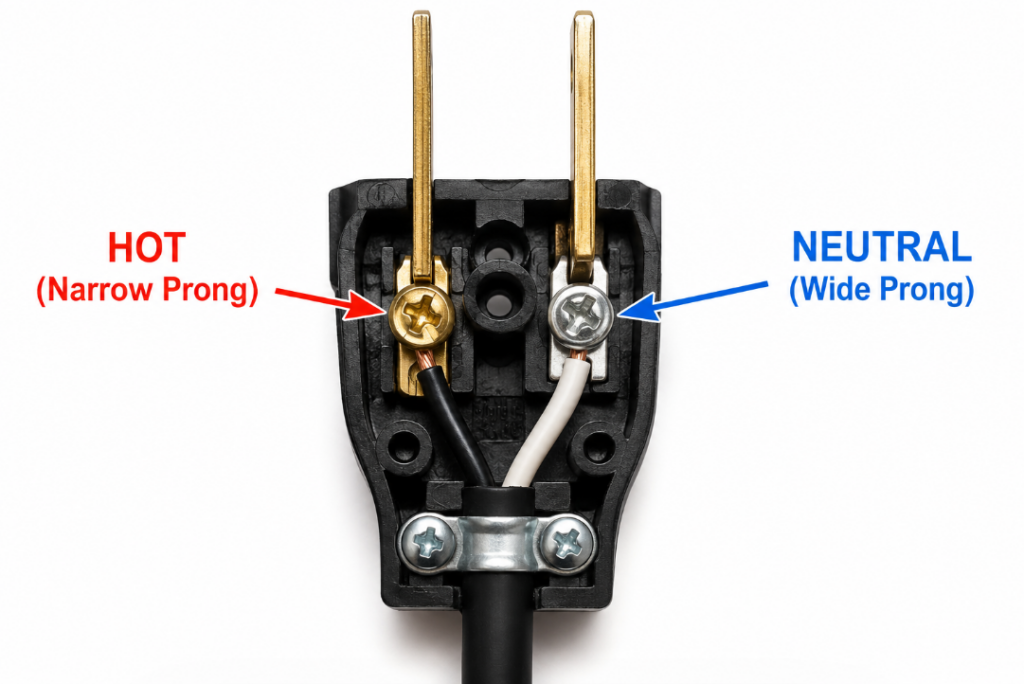 A disassembled 110V plug