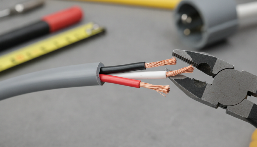 the exact technique to strip a 10 AWG wire without nicking a single underlying copper strand.